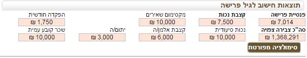 מחשבון פנסיה-תוצאות